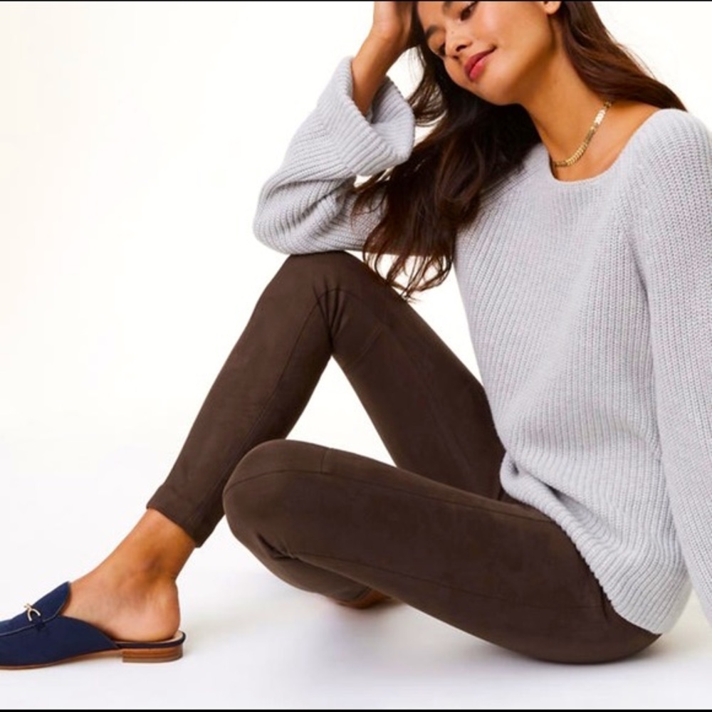 Loft faux suede zip petite leggings
